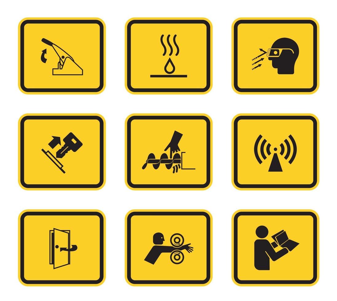 Avertissement symboles de danger étiquettes signe isolé sur fond blanc, illustration vectorielle vecteur