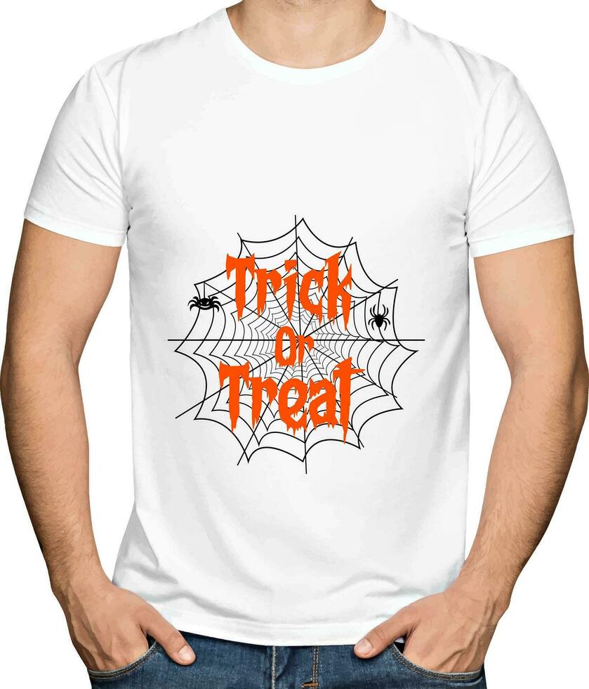 tour ou traiter araignée content Halloween t chemise conception vecteur