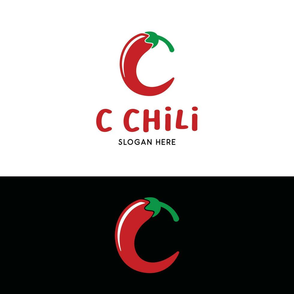 lettre c le Chili Chili Chili épicé poivre logo conception vecteur