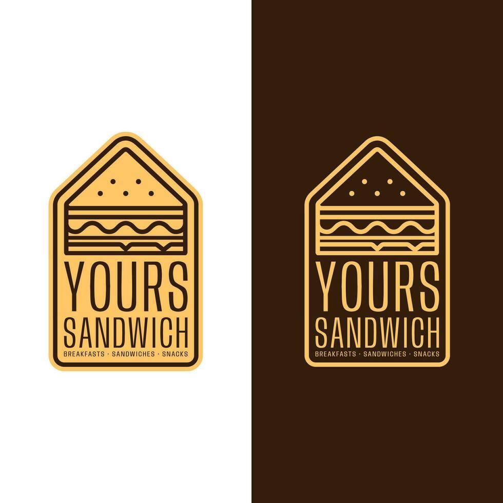 minimaliste ligne sandwich petit déjeuner timbre badge logo vecteur