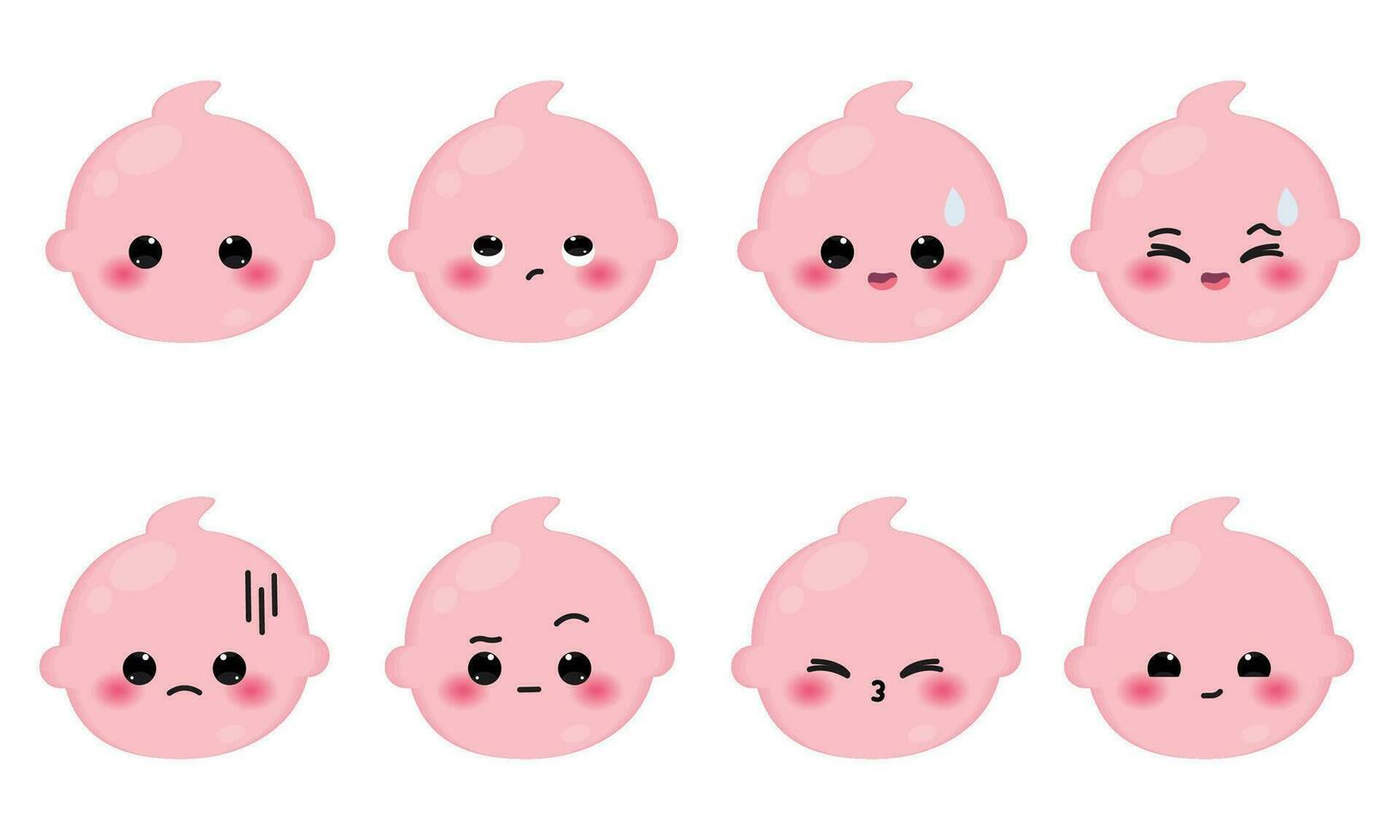 ensemble de coloré mignonne bébé emoji Icônes vecteur