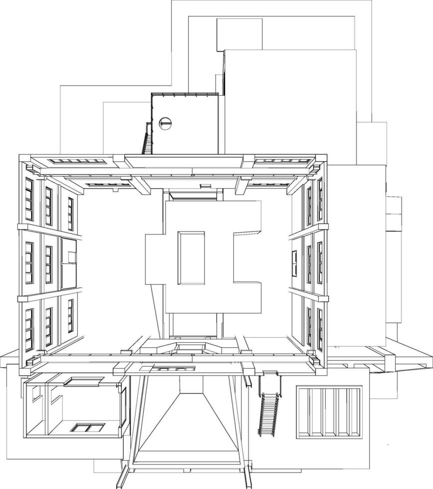 3d illustration de industriel bâtiment vecteur