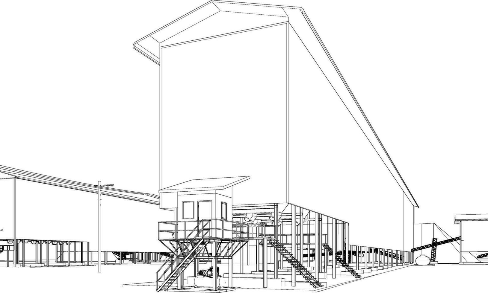 3d illustration de industriel bâtiment vecteur