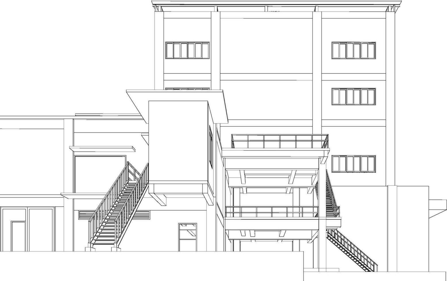 3d illustration de industriel bâtiment vecteur