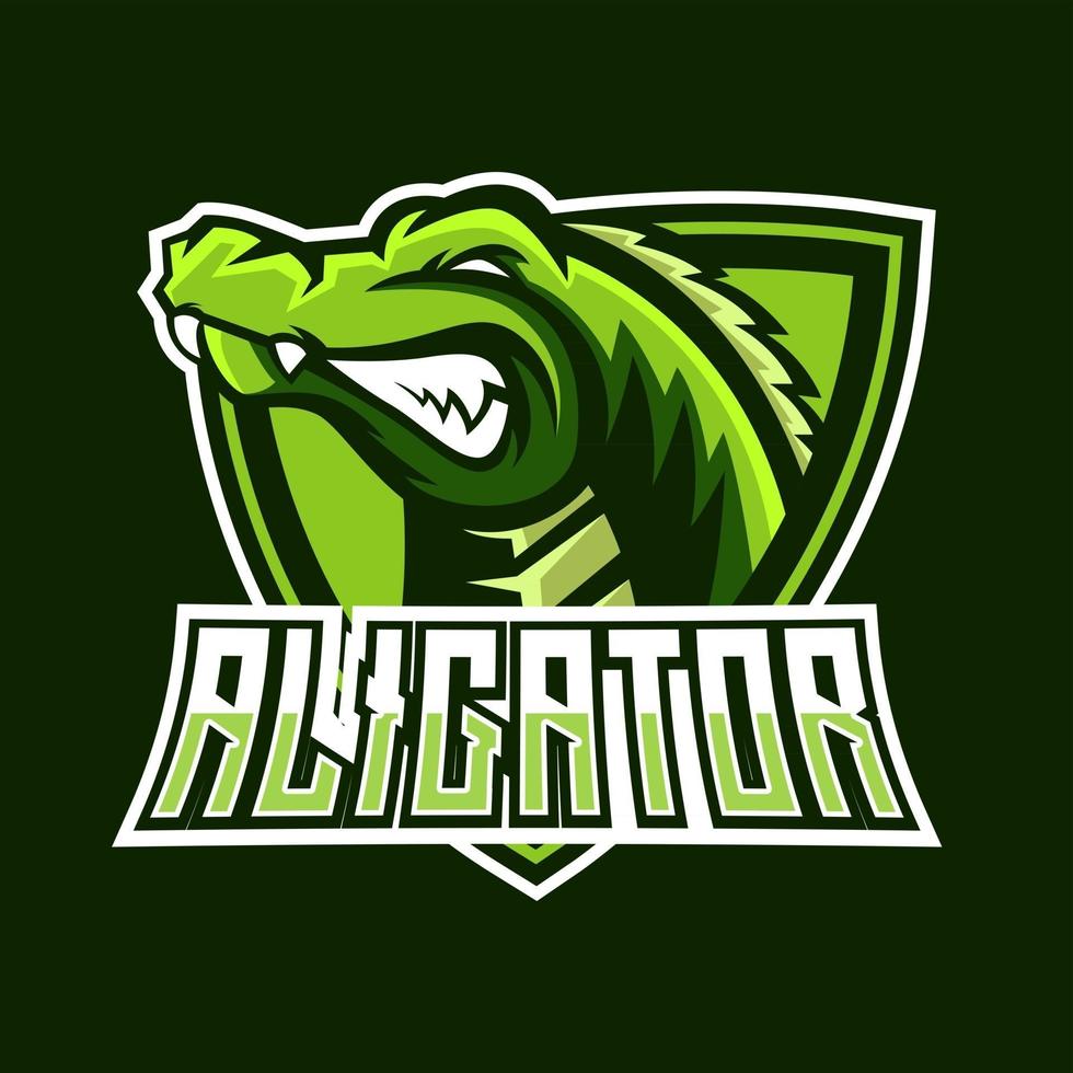 modèle de logo de mascotte de jeu alligator esport vecteur