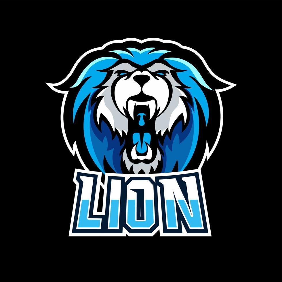 modèle de logo de mascotte de jeu lion esport vecteur
