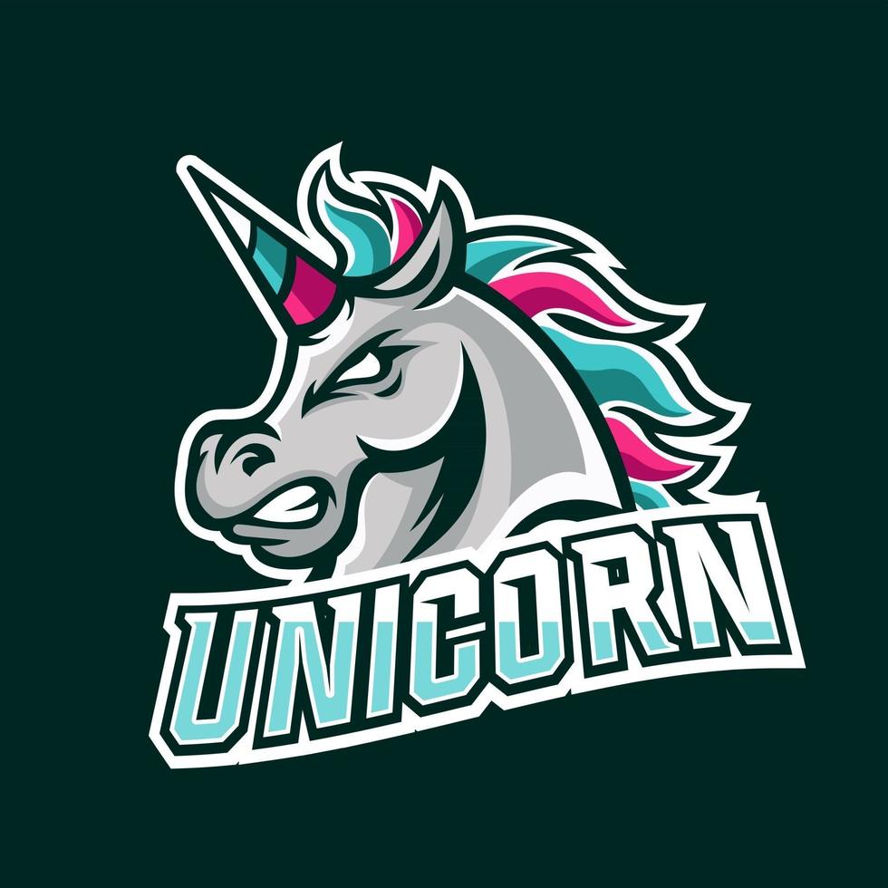 modèle de logo de mascotte de jeu esport cheval licorne vecteur