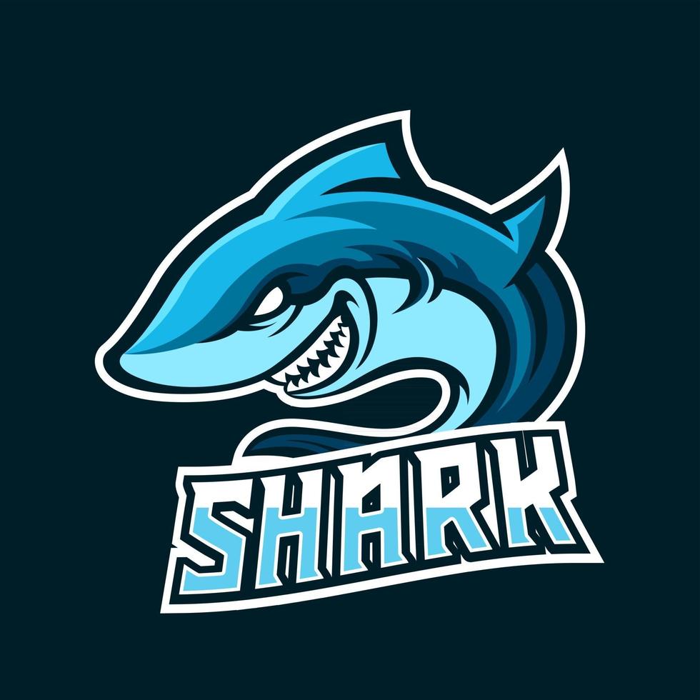 modèle de logo de mascotte de jeu de requin esport vecteur