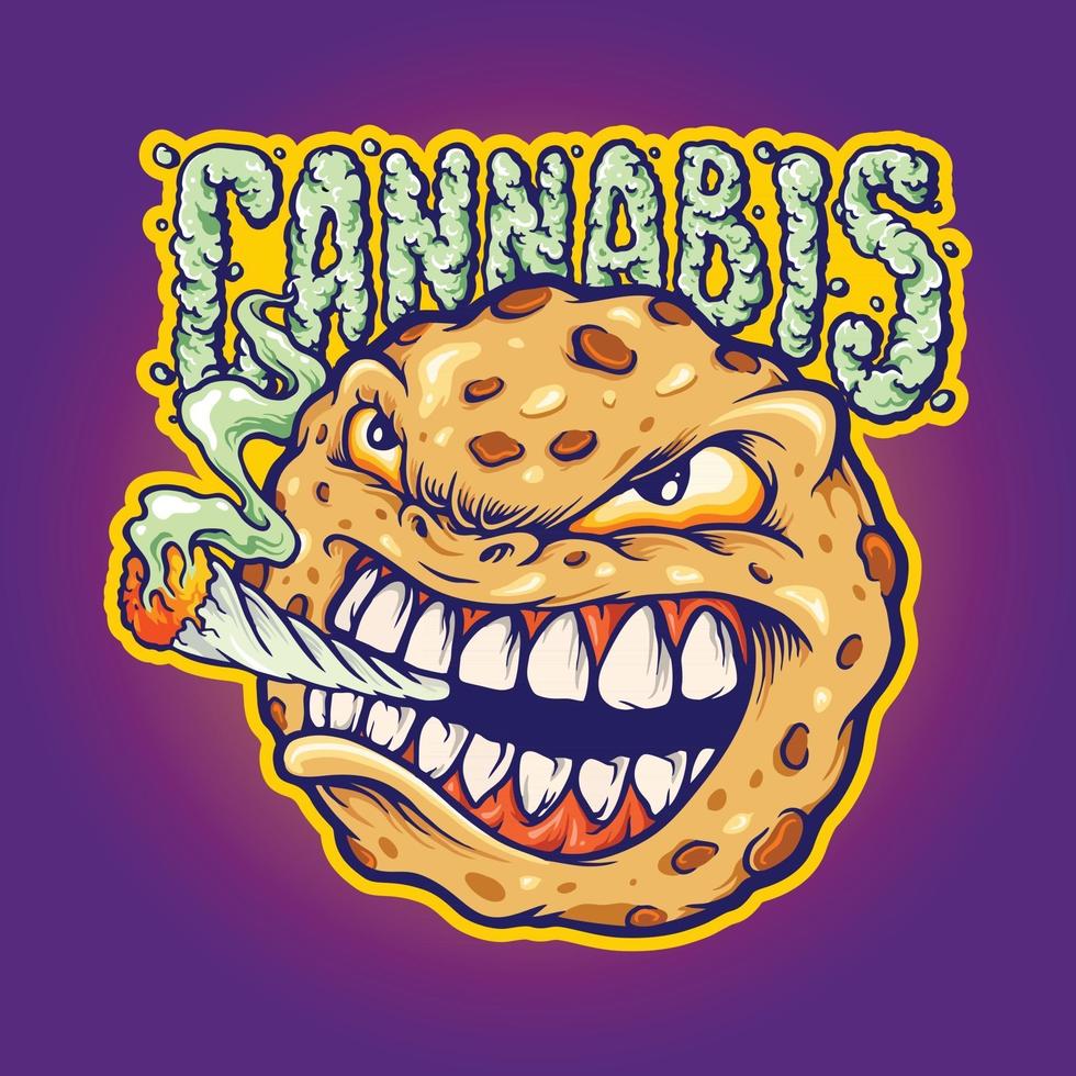 casse-croûte biscuits fumée cannabis mascotte vecteur