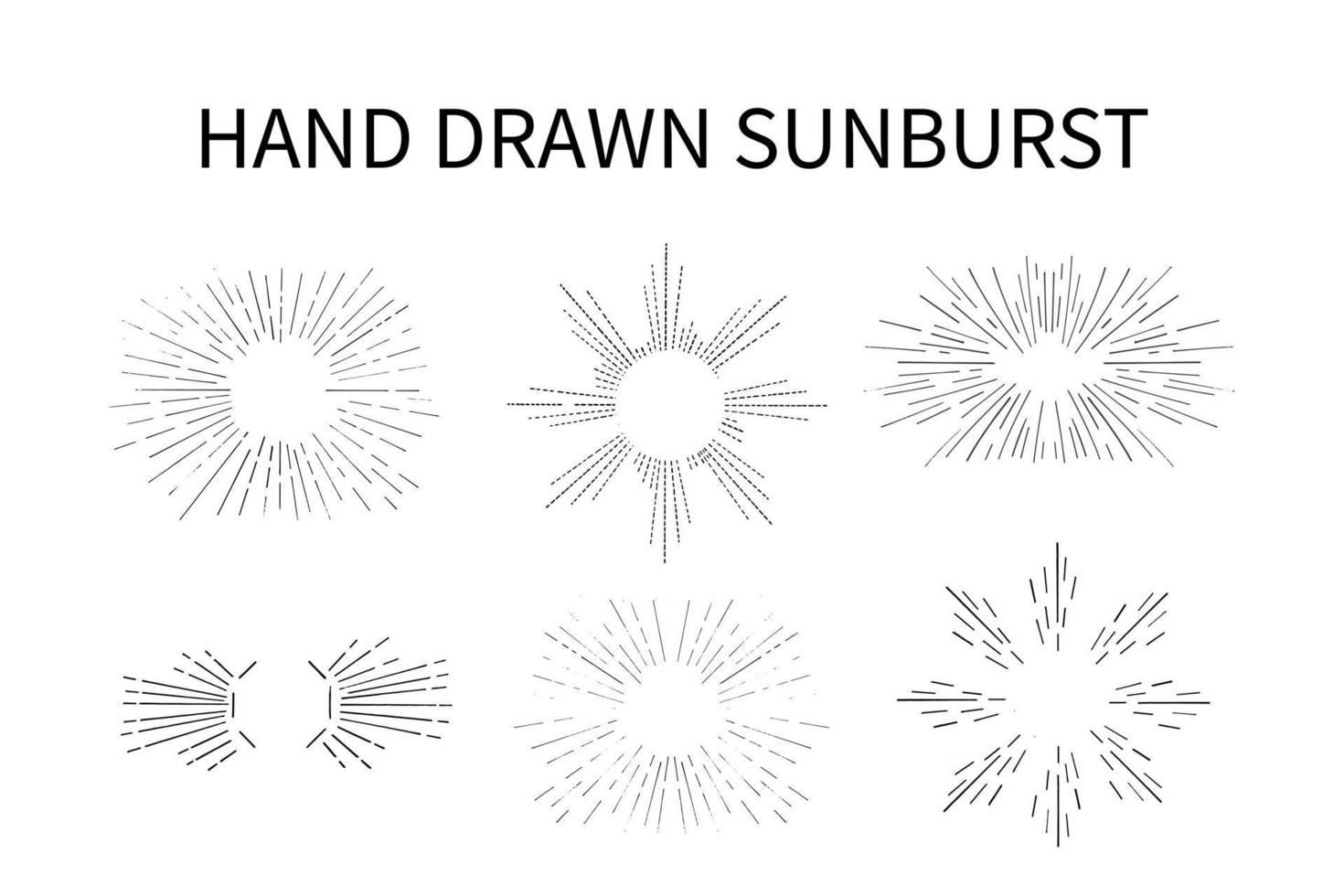 ensemble de rayons de soleil dessinés à la main vecteur