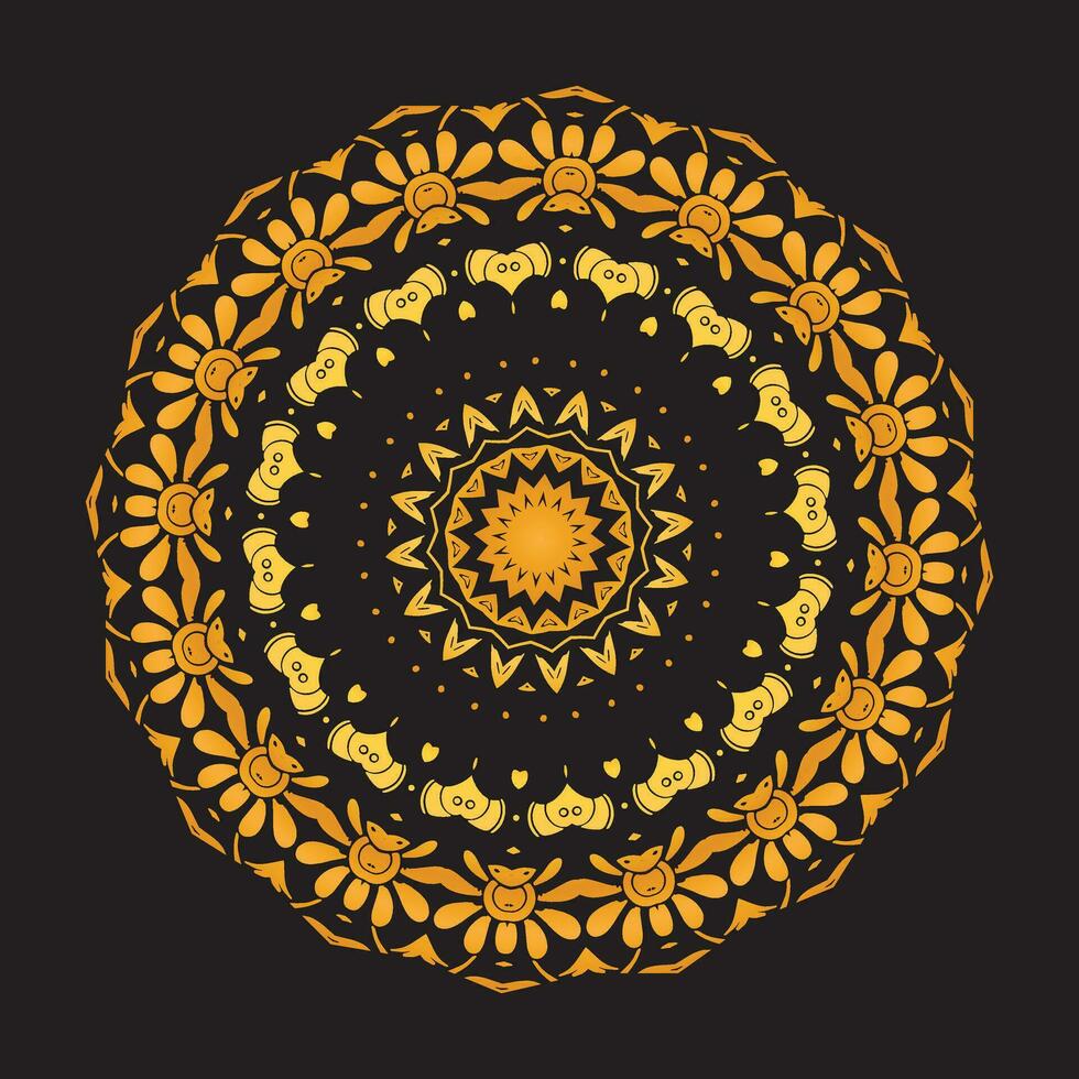 luxe ornemental mandala conception Contexte dans or, luxe mariage invitation, ornemental floral coin cadre, noir Contexte avec or mandala décoration vecteur