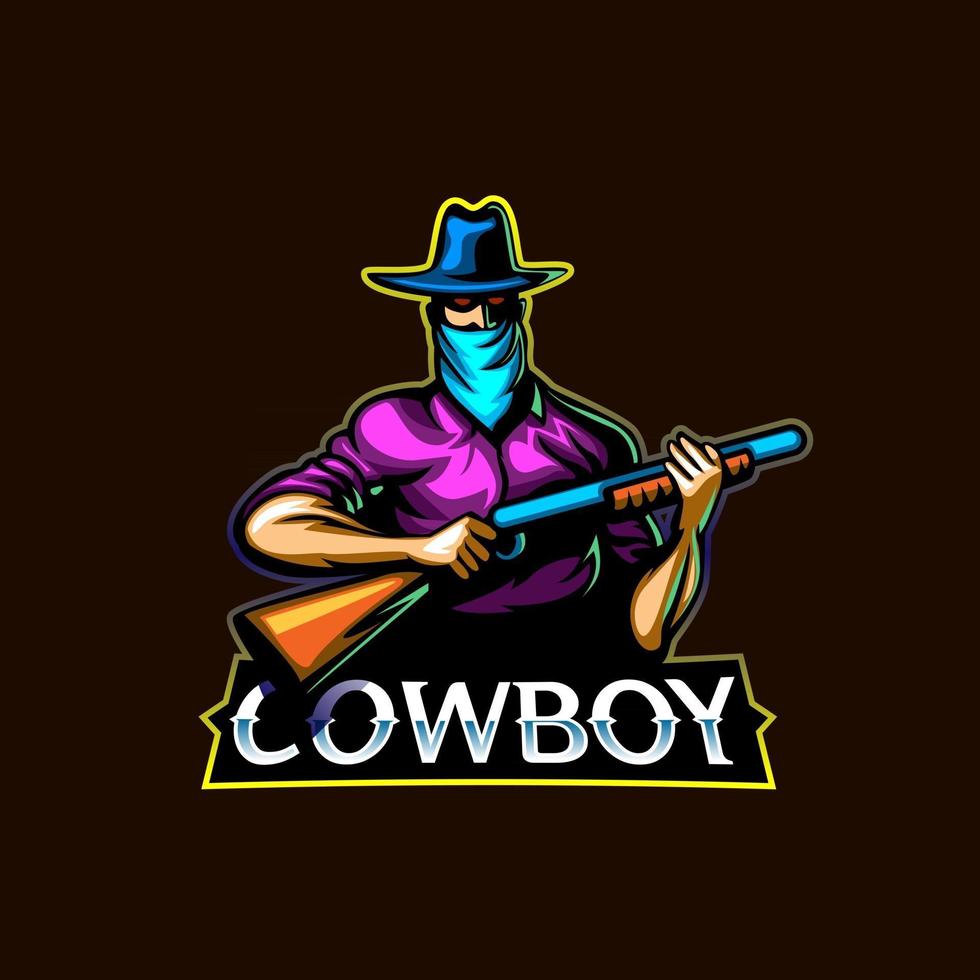 Cowboy mascotte logo icône vecteur design concept