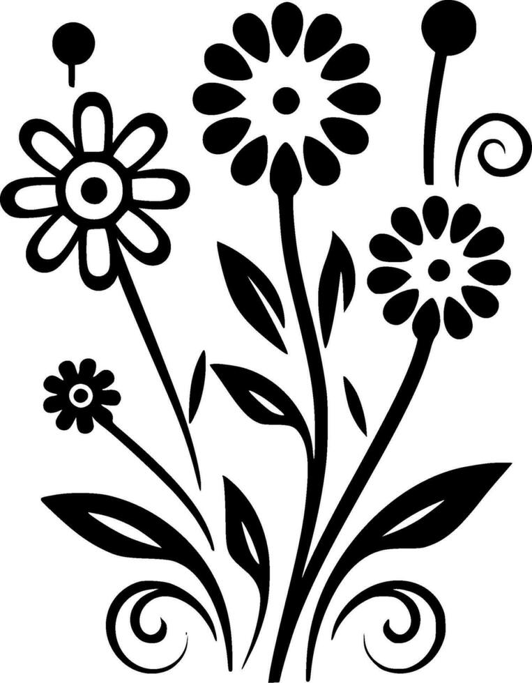 fleurs, noir et blanc vecteur illustration