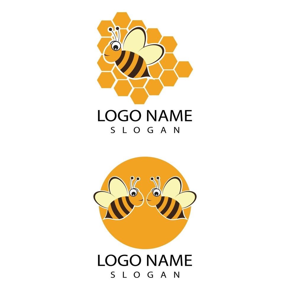 Abeille logo modèle icône vecteur illustration design