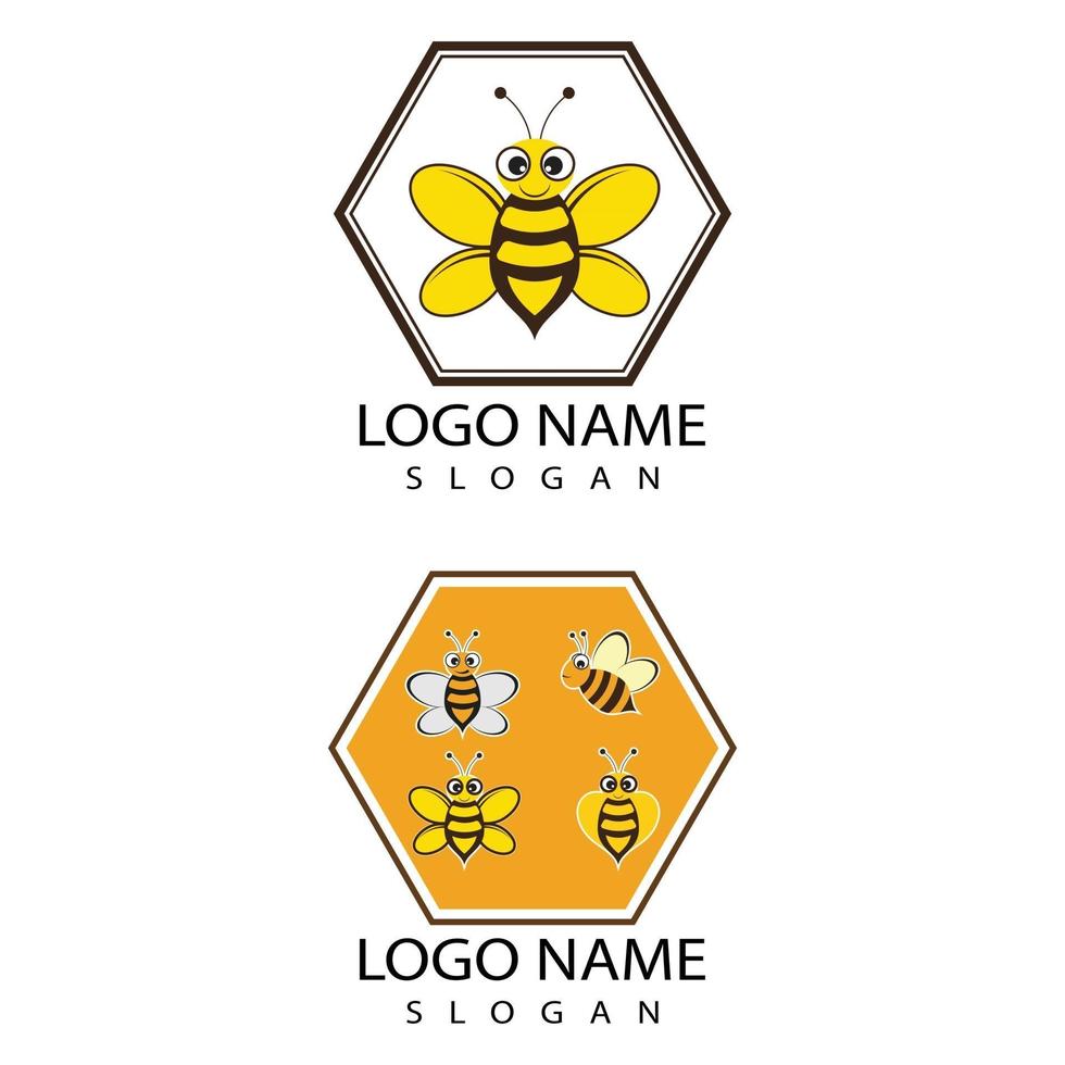Abeille logo modèle icône vecteur illustration design