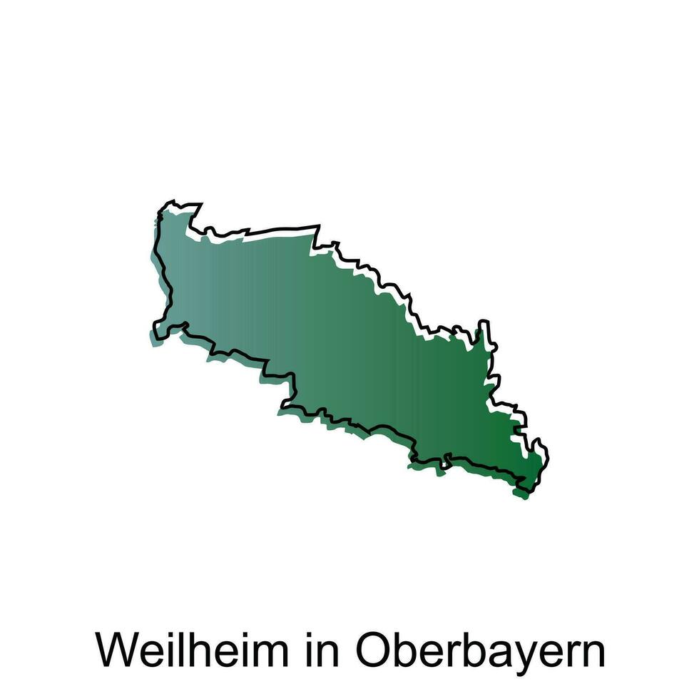 carte ville de weilheim dans Haute-Bavière, monde carte international vecteur modèle avec contour illustration conception