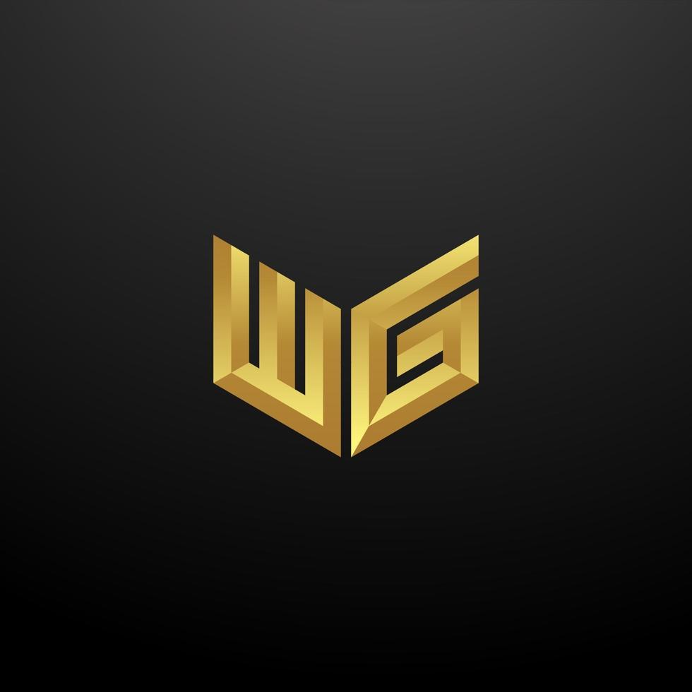 modèle de conception d'initiales de lettre de monogramme de logo de wg avec la texture 3d d'or vecteur