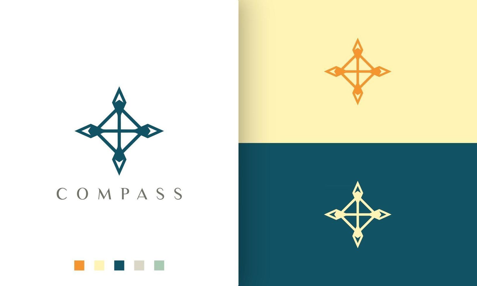 conception de vecteur de logo de voyage ou d'explorateur avec une forme de boussole simple et moderne