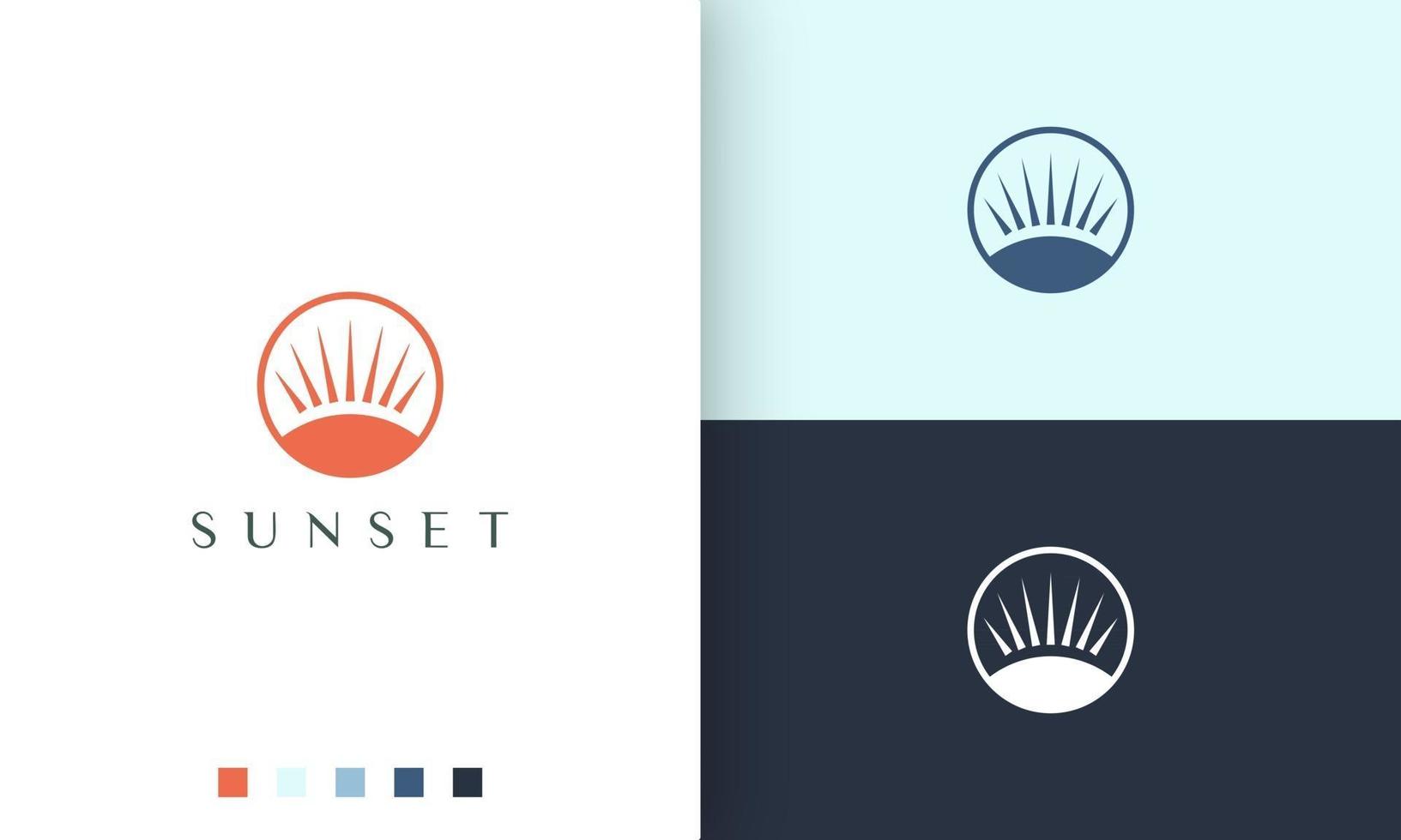 logo de cercle de soleil ou de plage dans un style simple et moderne vecteur