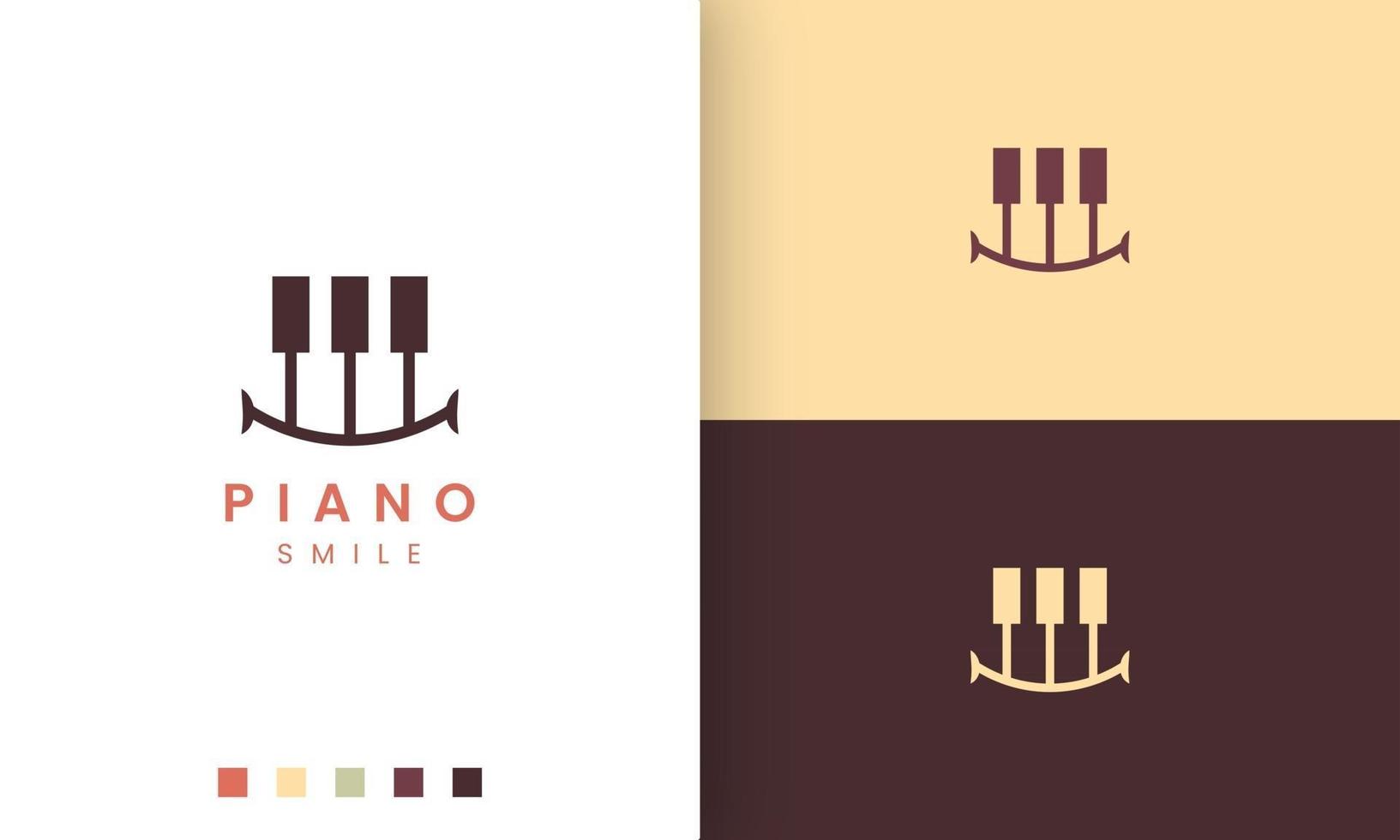 logo de piano dans un style simple et moderne avec forme de sourire vecteur