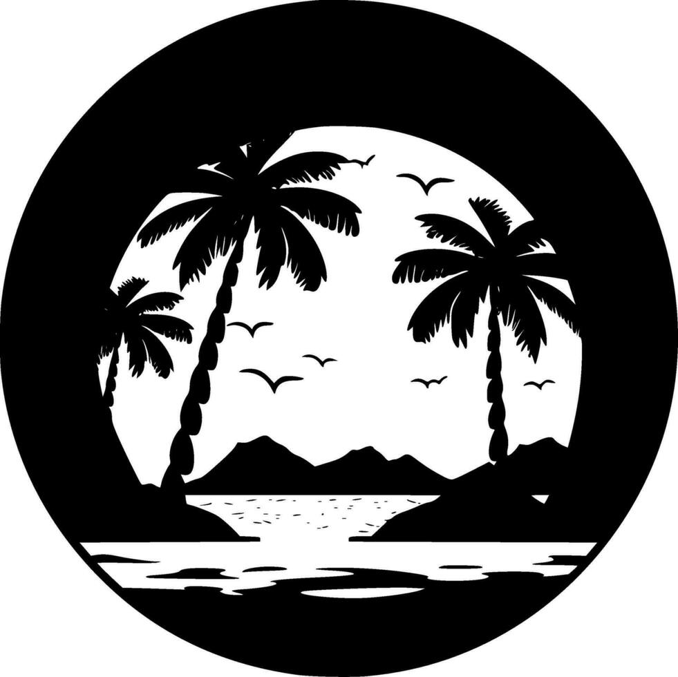 plage, noir et blanc vecteur illustration