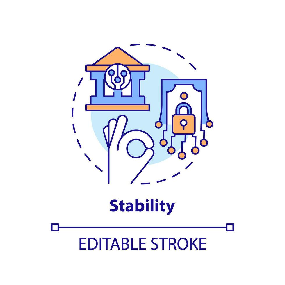 2d modifiable la stabilité mince ligne icône concept, isolé vecteur, multicolore illustration représentant numérique monnaie. vecteur