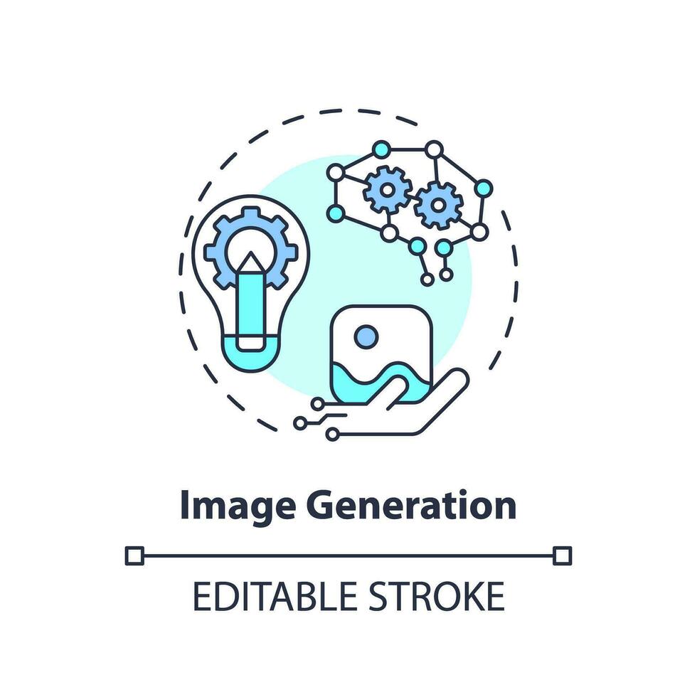 modifiable image génération icône concept, isolé vecteur, ai pour seo mince ligne illustration. vecteur