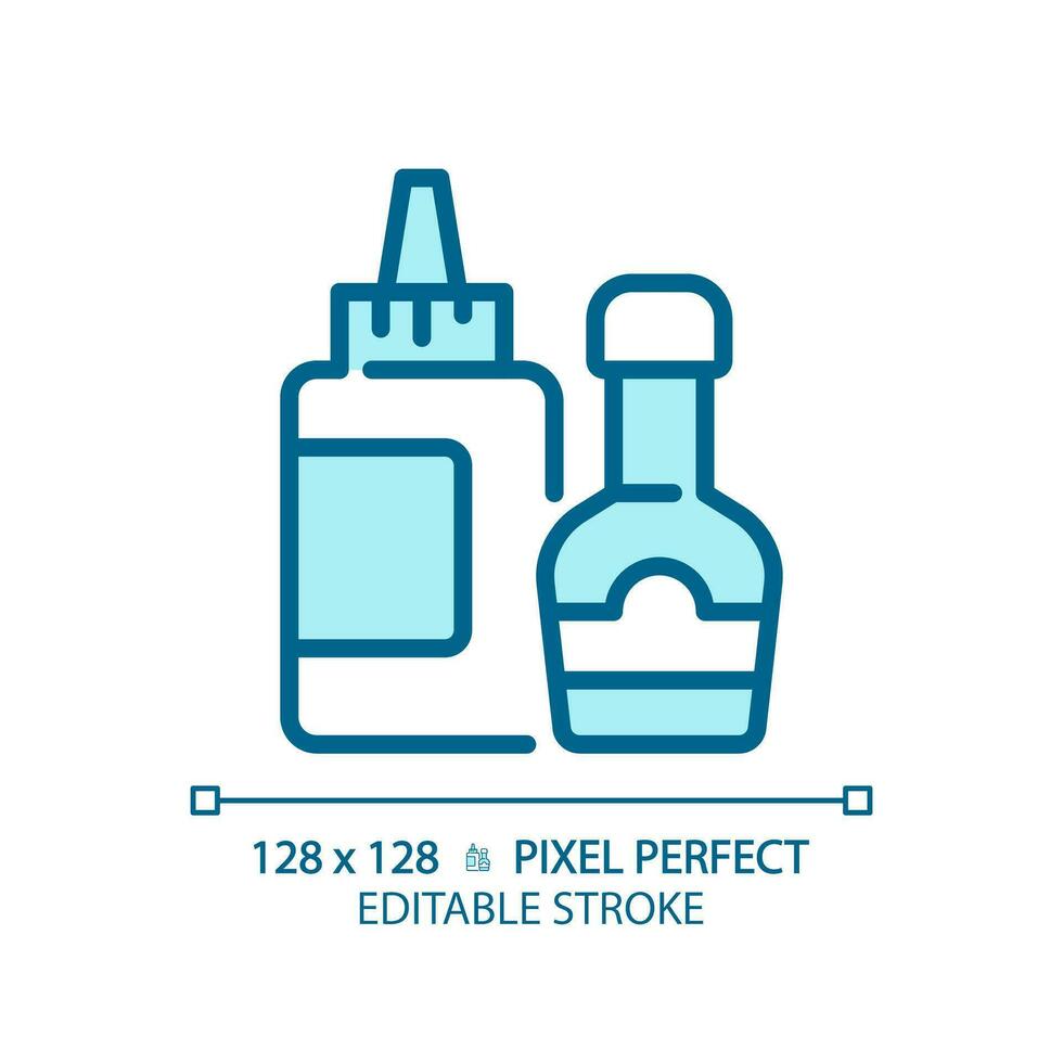 sauce pixel parfait bleu rgb Couleur icône. salade pansement. repas accompagnement. saveur rehausseur. assaisonnement allée. isolé vecteur illustration. Facile rempli ligne dessin. modifiable accident vasculaire cérébral