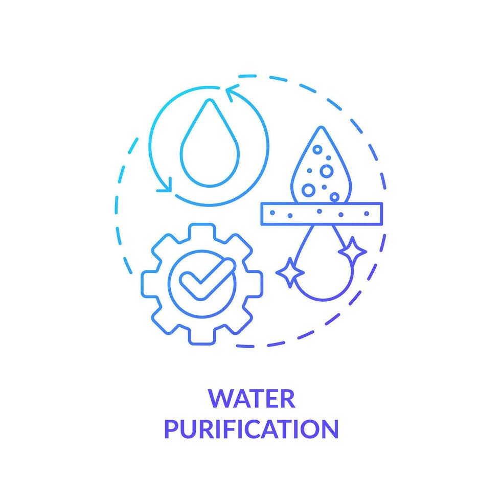 l'eau purification bleu pente concept icône. En traitement de hydro sources. aqua traitement abstrait idée mince ligne illustration. isolé contour dessin vecteur