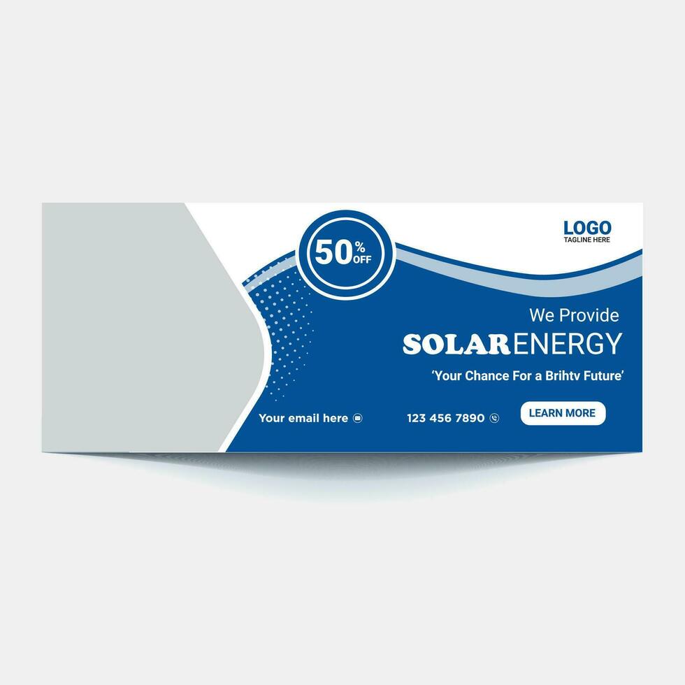 solaire énergie pour intelligent Accueil la toile bannière conception modèle. espace pour photo collage. horizontal disposition affiche brochure. vecteur