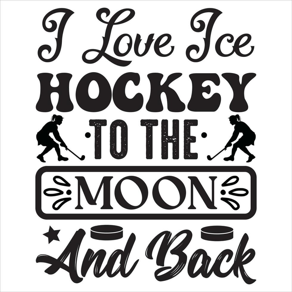 je l'amour la glace le hockey à le lune et retour vecteur