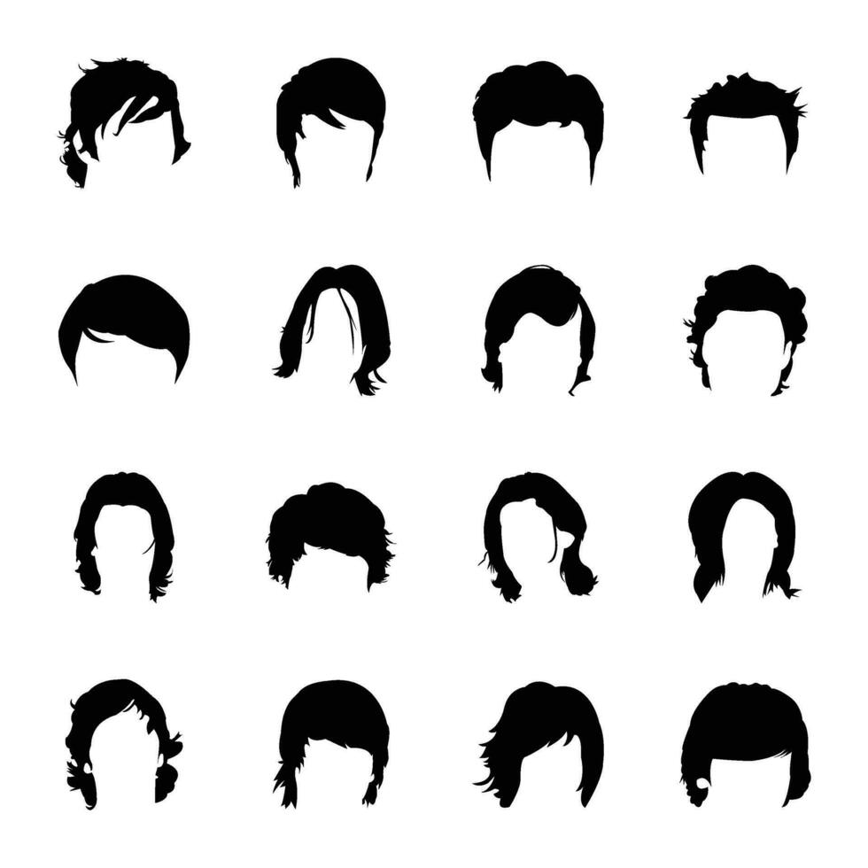 glyphe icône dessins de cheveux vecteur