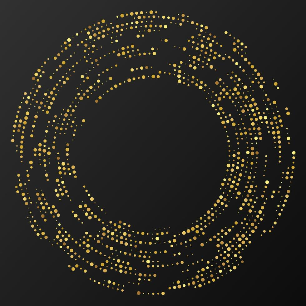 fond pointillé de demi-teinte brillant or abstrait. motif de paillettes d'or sous forme de cercle. cercle de points de demi-teintes. illustration vectorielle vecteur