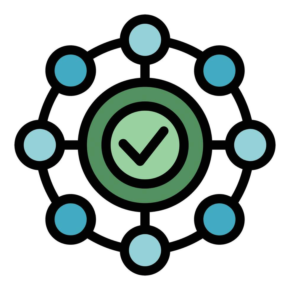approuvé molécule icône vecteur plat