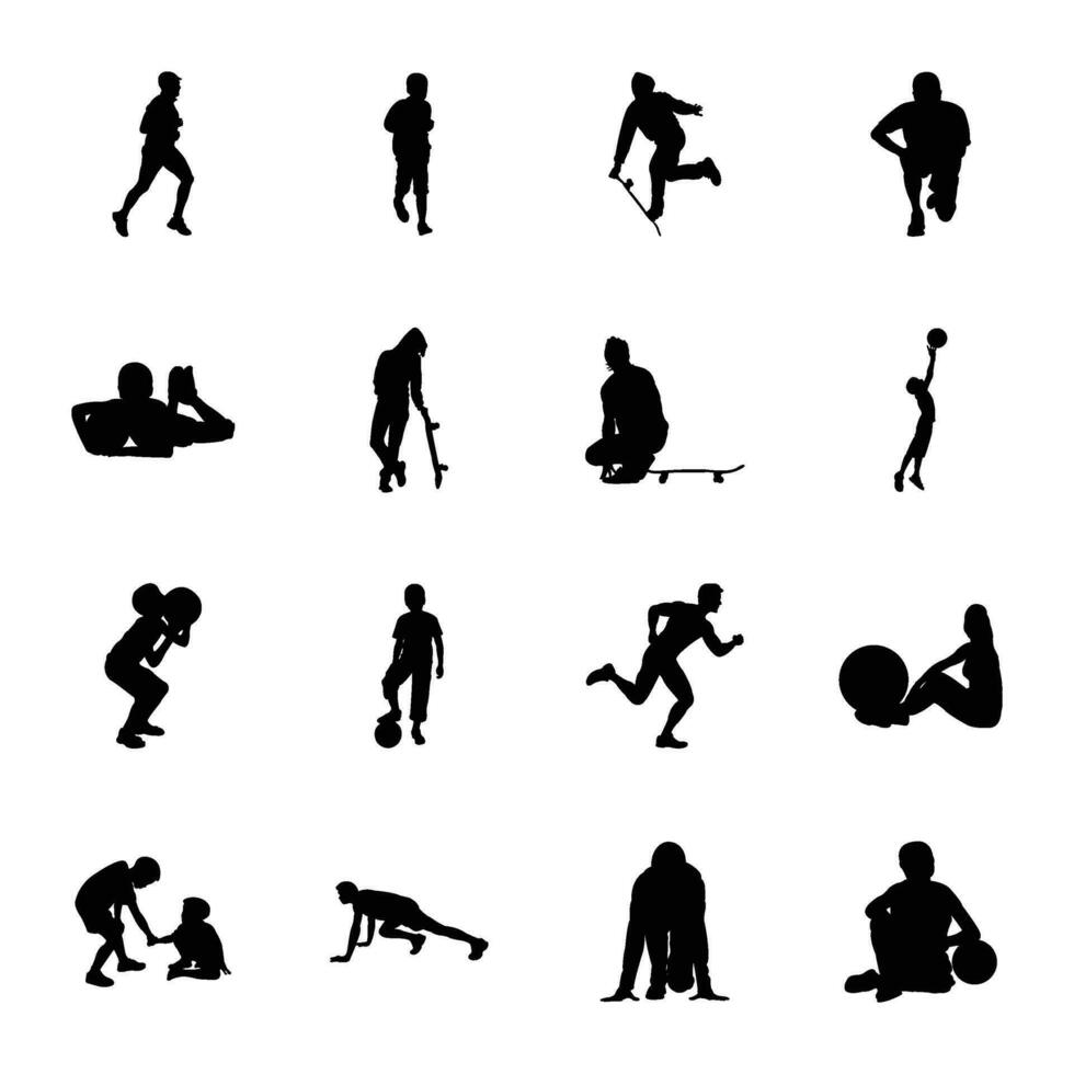 pack de des sports silhouettes Icônes vecteur