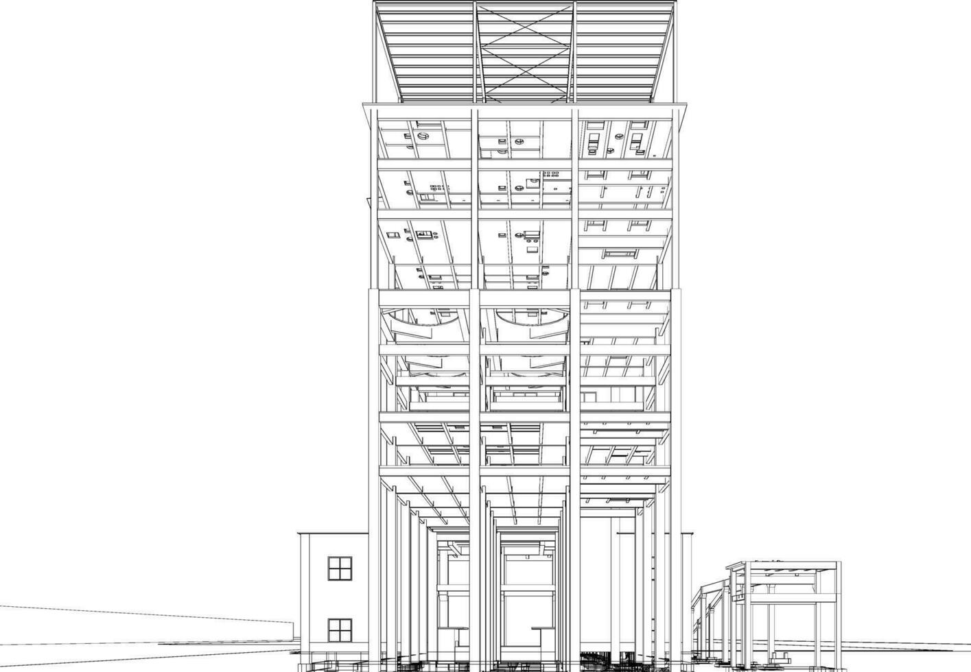 3d illustration de industriel bâtiment vecteur