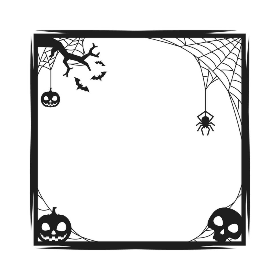 Halloween vacances noir cadre, araignée, citrouille vecteur
