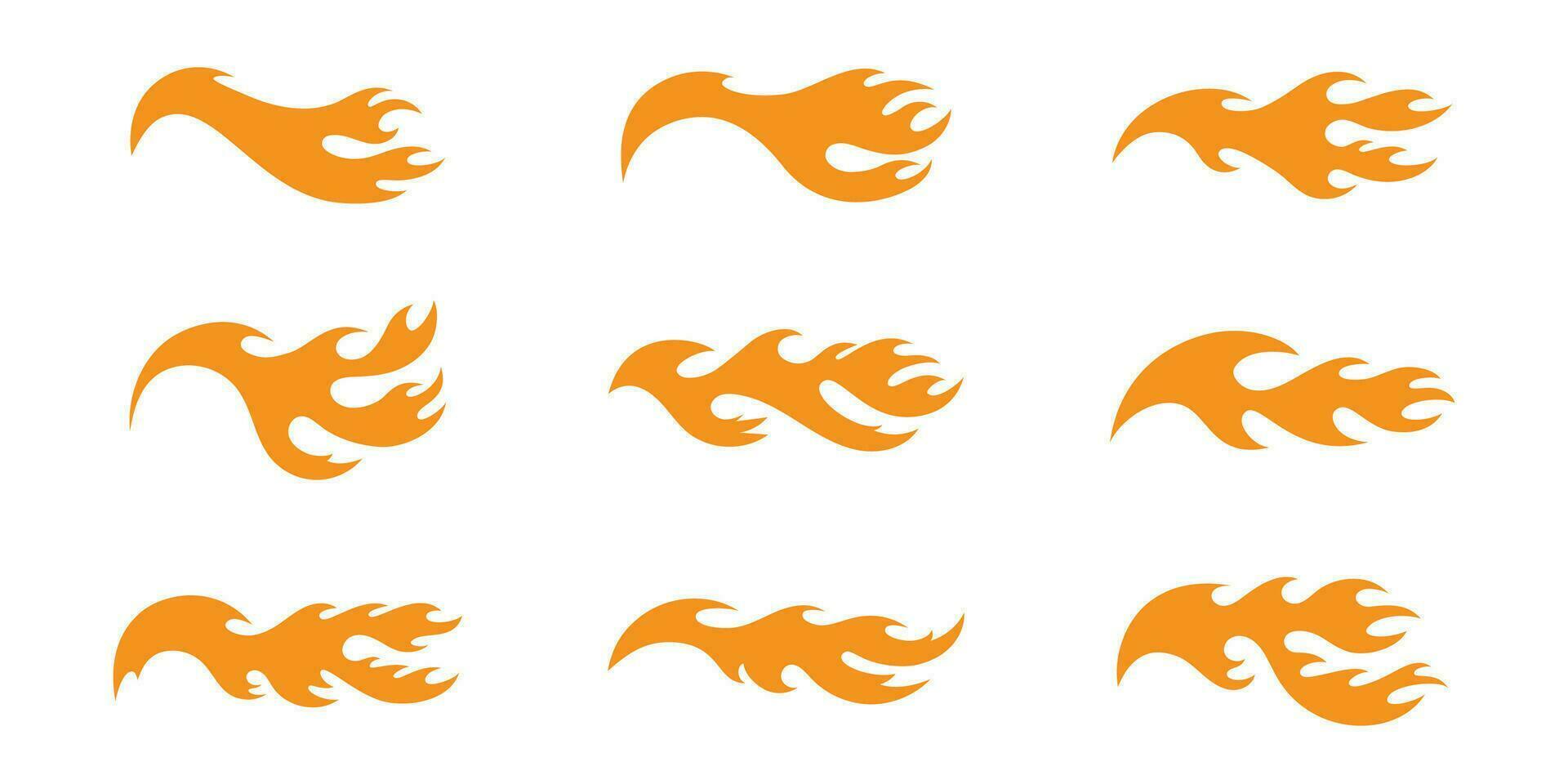 Orange Feu flamme ensemble isolé vecteur illustration.