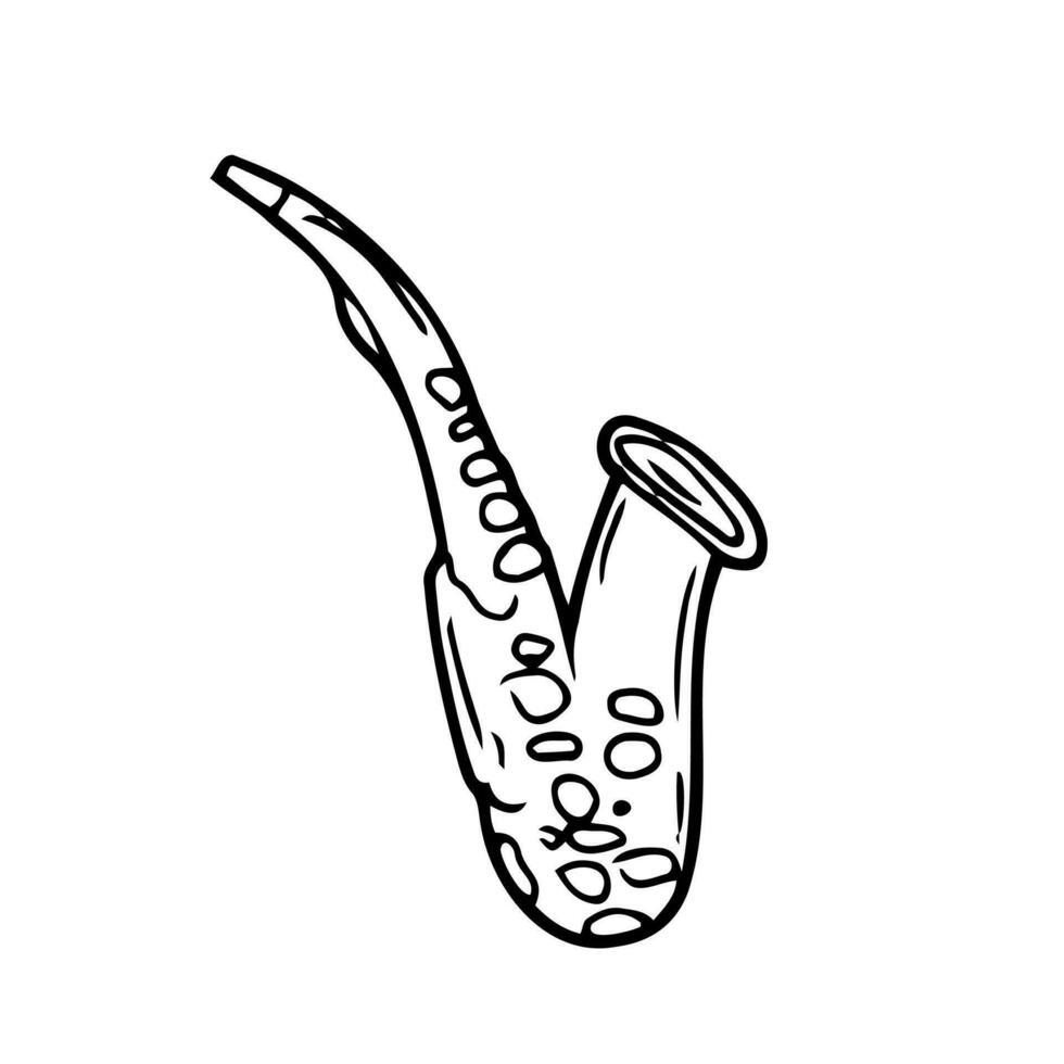 saxophone griffonnage, main tiré esquisser, vecteur illustration.