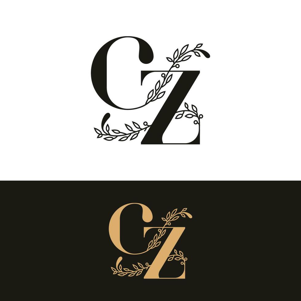 dessiné à la main mariage monogramme cz logo vecteur
