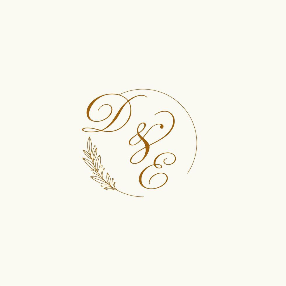initiales de mariage monogramme logo avec feuilles et élégant circulaire lignes vecteur