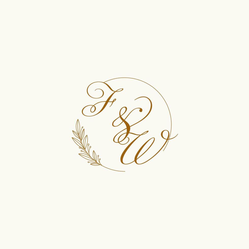 initiales fw mariage monogramme logo avec feuilles et élégant circulaire lignes vecteur