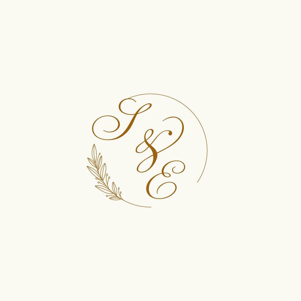 initiales se mariage monogramme logo avec feuilles et élégant circulaire lignes vecteur