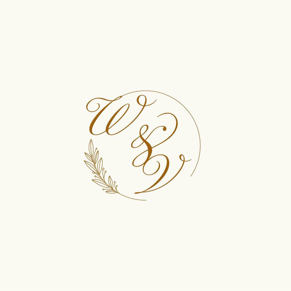 initiales wv mariage monogramme logo avec feuilles et élégant circulaire lignes vecteur