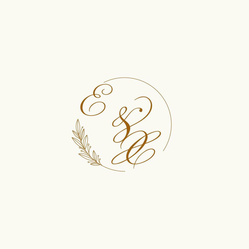 initiales ex mariage monogramme logo avec feuilles et élégant circulaire lignes vecteur