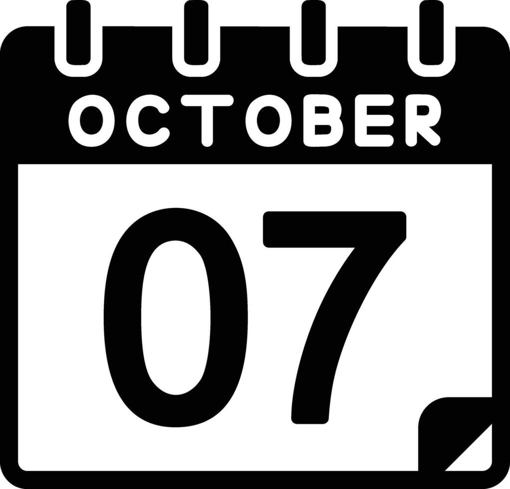sept octobre glyphe icône vecteur