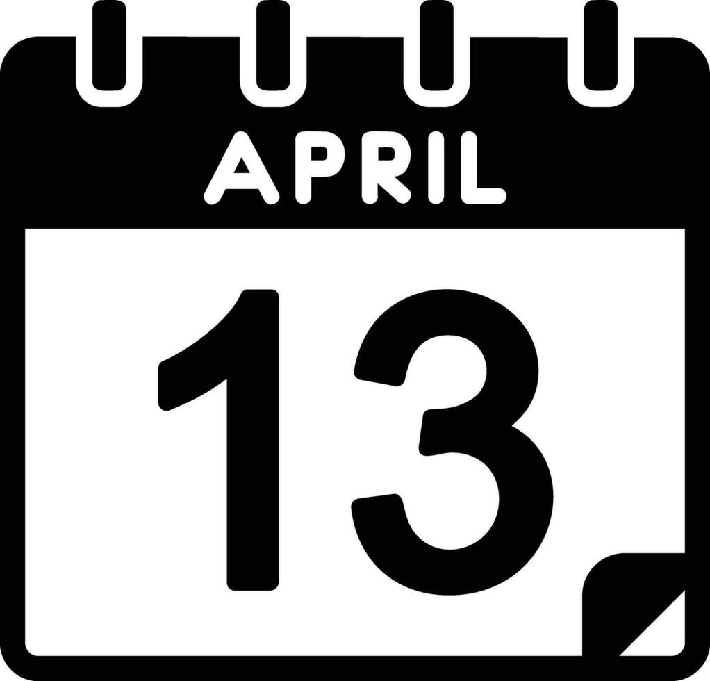 13 avril glyphe icône vecteur