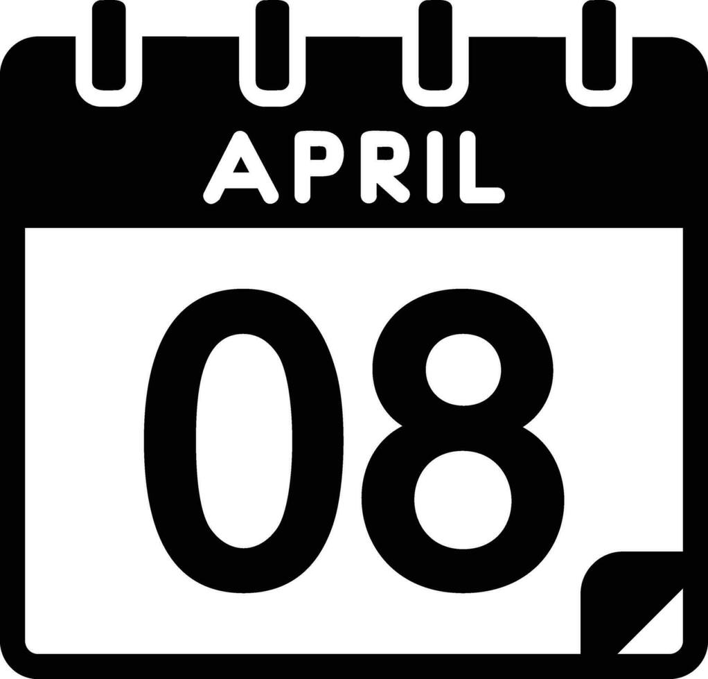 8 avril glyphe icône vecteur