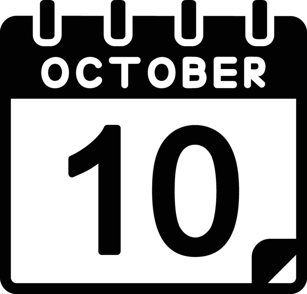 dix octobre glyphe icône vecteur
