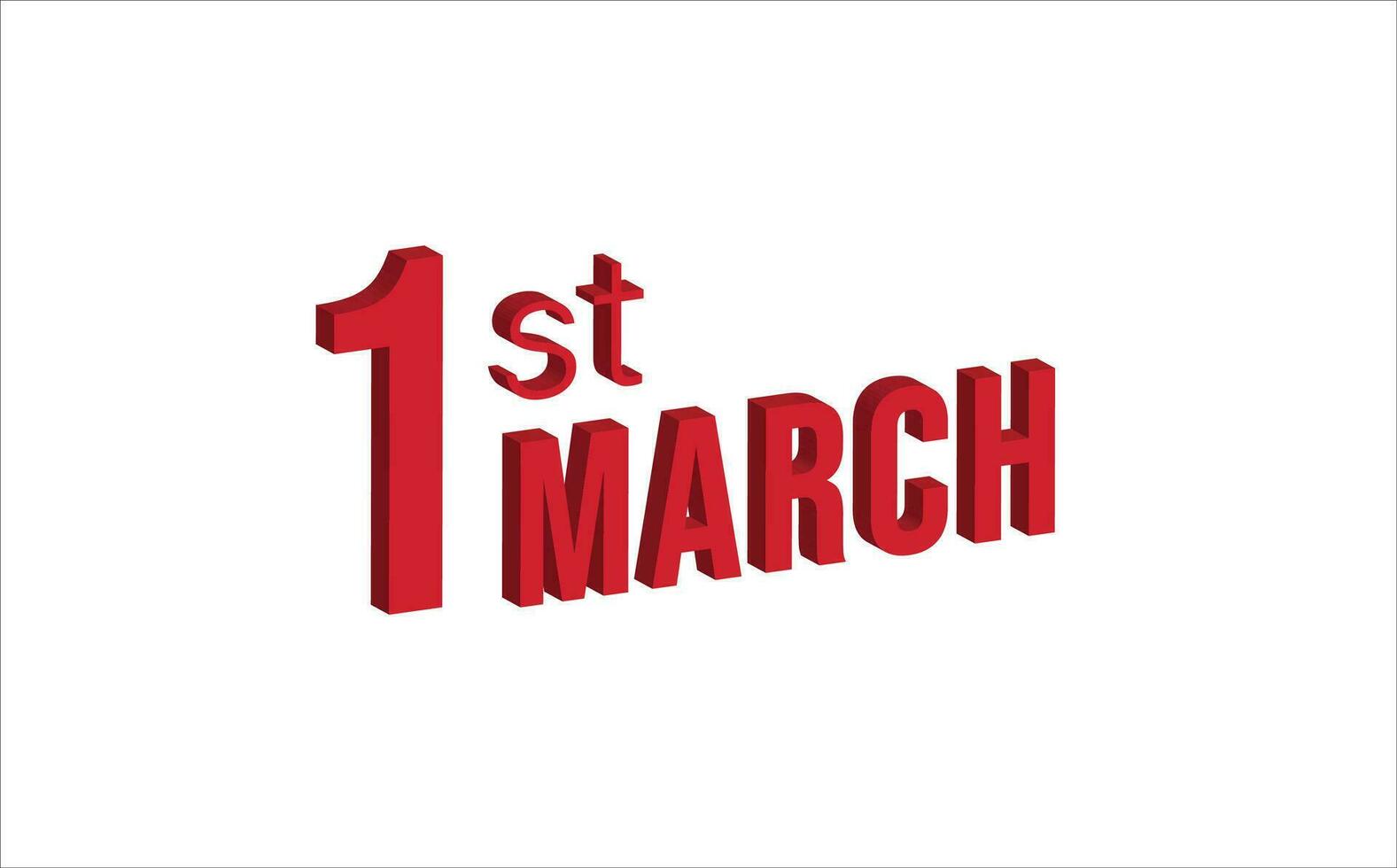 1er Mars ,1er de le mars, du quotidien calendrier temps et Date programme symbole. moderne conception, 3d le rendu. blanc Contexte. premier de le mois vecteur